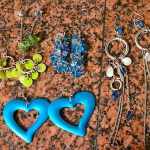 5-Pairs Blue and Green Earrings